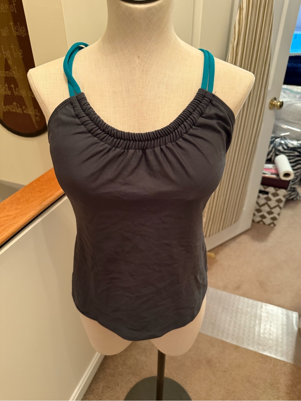 next Charcoal Gray Cami with Teal Straps